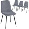 HOMCOM Lot de 4 chaises rembourrées dossier haut, façon velours gris