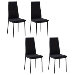 HOMCOM Lot de 4 chaises rembourrées dossier haut capitonné, noir