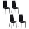 HOMCOM Lot de 4 chaises rembourrées dossier haut capitonné, noir