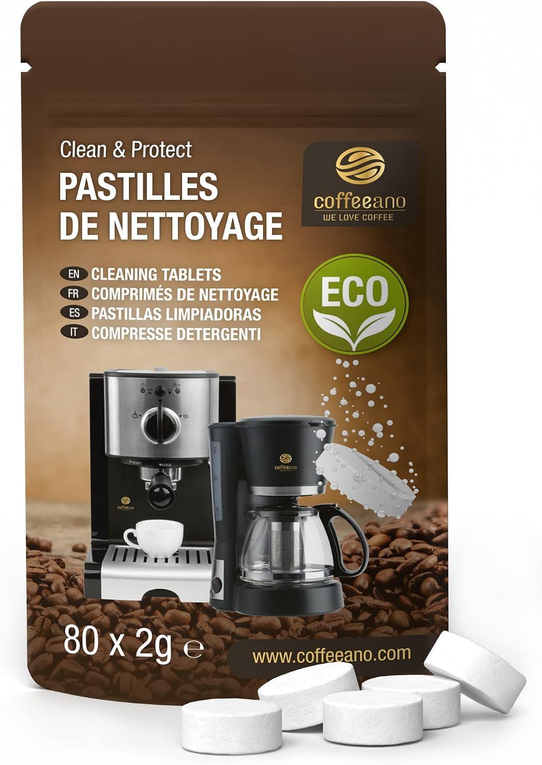 Pastilles de nettoyage machine à café Coffeeano x80 (Delonghi, Jura, Krups...)