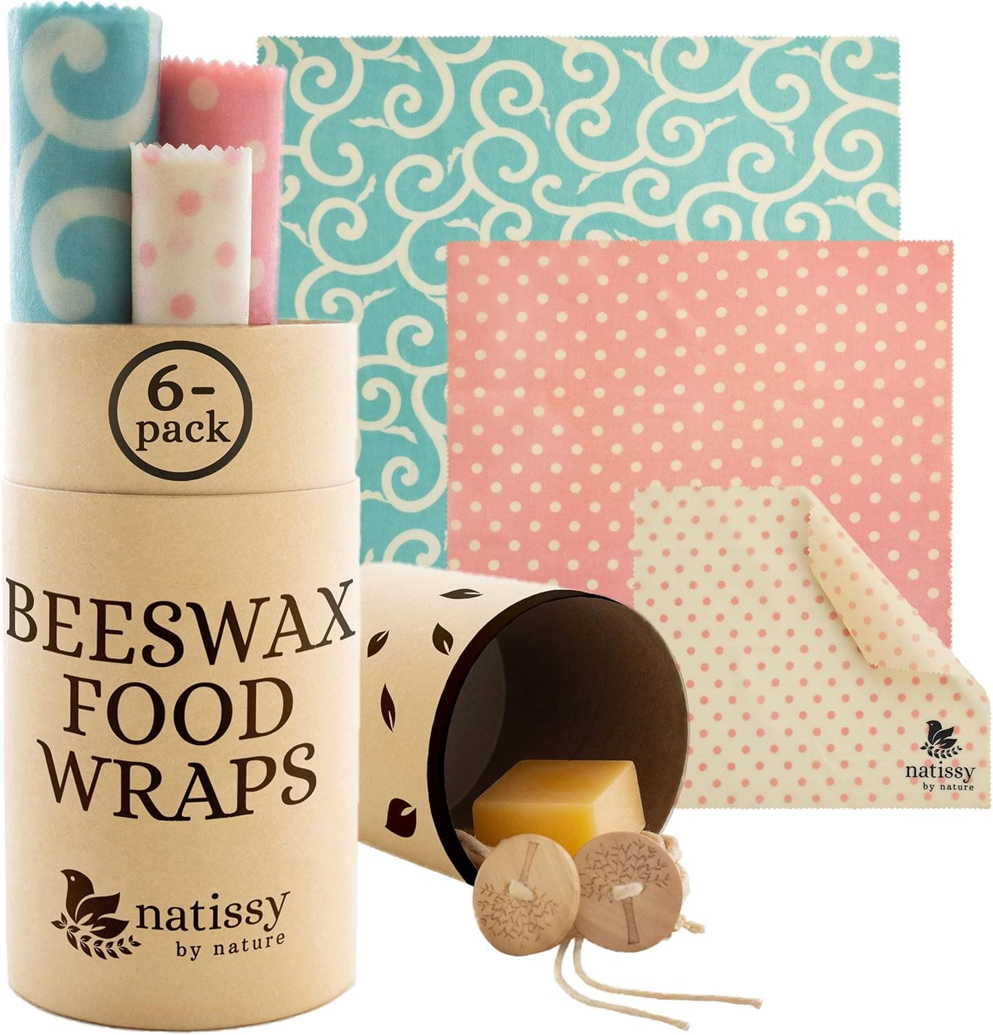 Natissy bee wraps cire d'abeille (lot de 6)