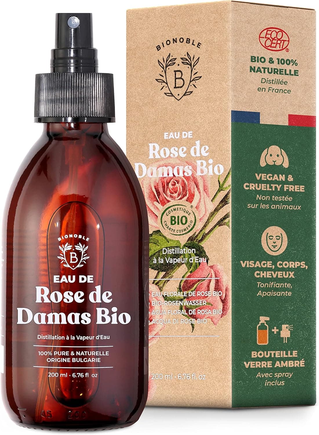 Eau florale de rose bio 200ml