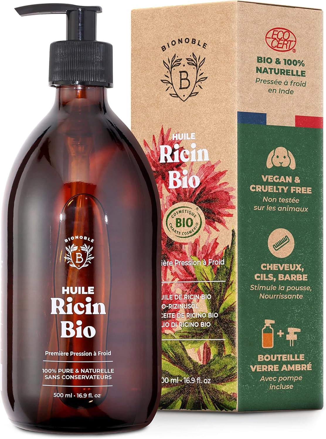 Huile de ricin bio pressée à froid