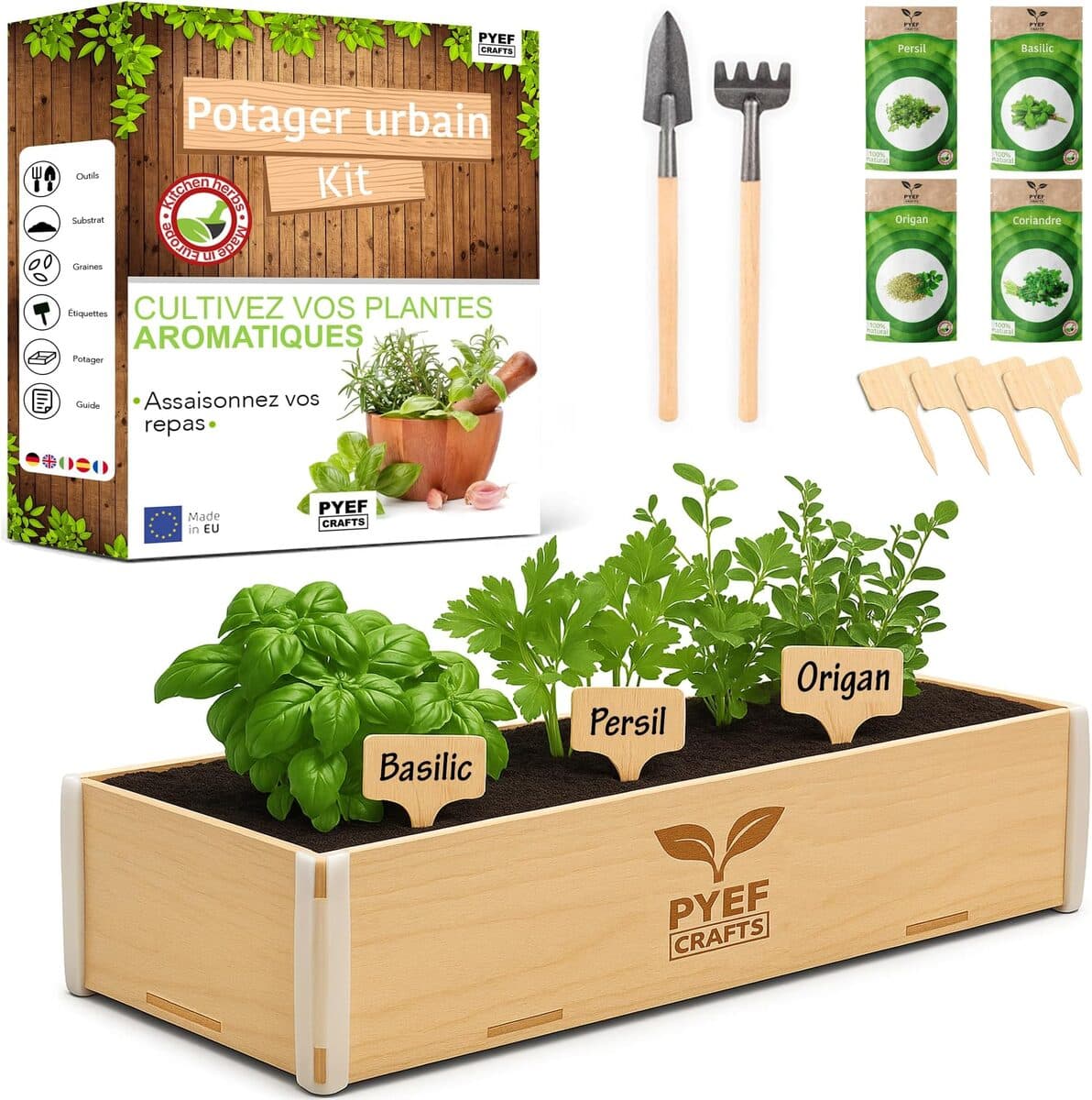 Jardinière herbes aromatiques avec étiquettes