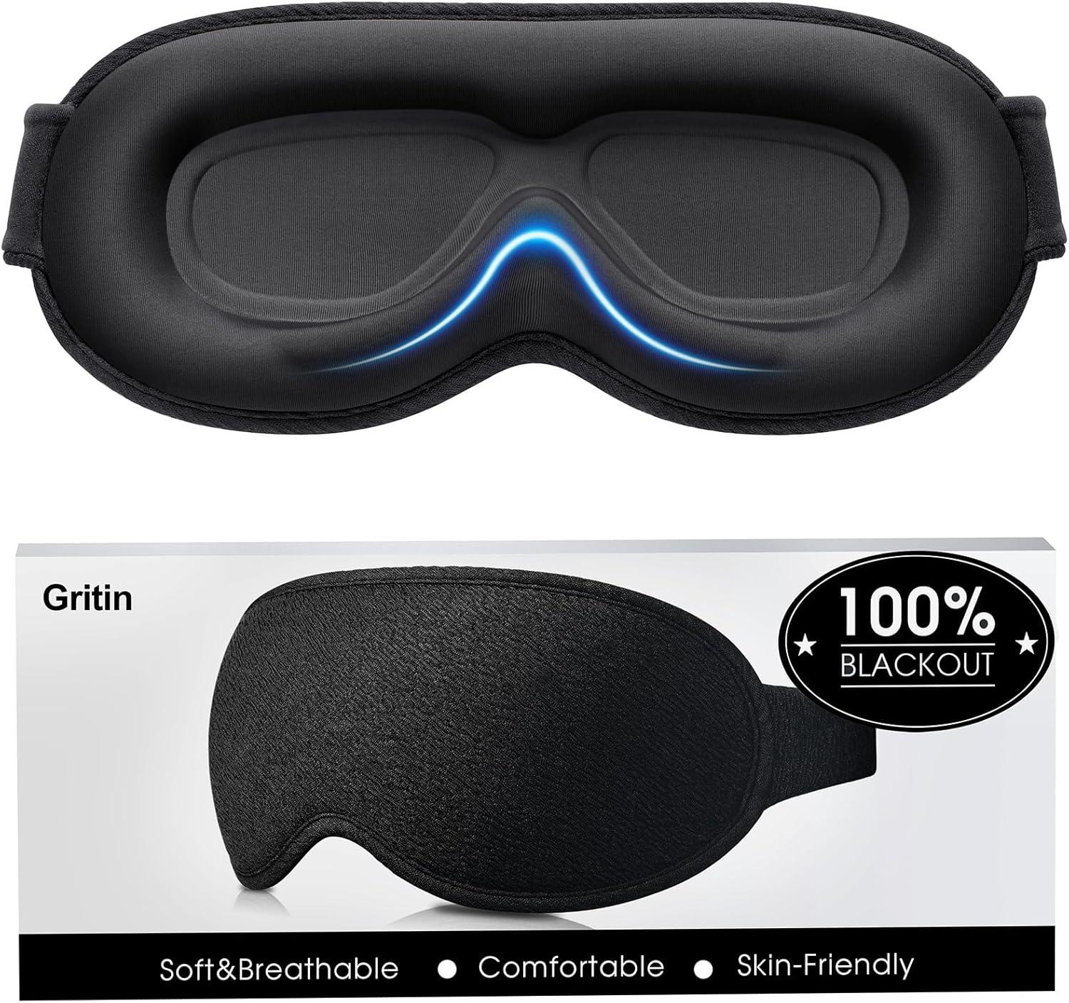 Masque de nuit Gritin 3D 100% occultant, zéro pression
