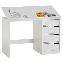 IDIMEX Emma bureau enfant scandinave 4 tiroirs et plateau inclinable