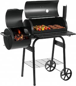 LEHMANN Barbecue charbon et fumoir 2 en 1 XXL mobile