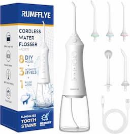 RUMFFLYE Hydropulseur (12 modes + mémoire, 5 buses, IPX7, 300 ml)