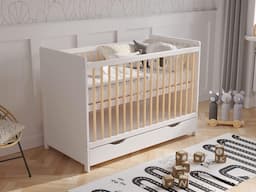 Love For Sleep Tokyo Lit bébé évolutif 120x60 avec matelas et tiroir (blanc)