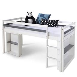 Homestyle4u 1880 lit mezzanine pin avec bureau gigogne 90x200