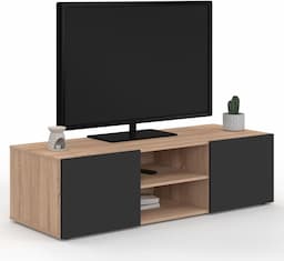 IDMarket ELI (113 cm, 2 portes, bois façon hêtre et noir)