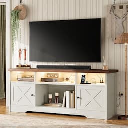 Coleshome (150 cm, prises + USB, LED, blanc et noyer)