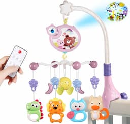 Aolso Mobile Musical 3-en-1 avec télécommande et projecteur (rose)