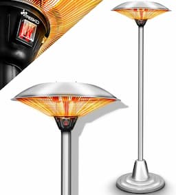 TRESKO Parasol chauffant 2500W (infrarouge halogène, 2 niveaux)