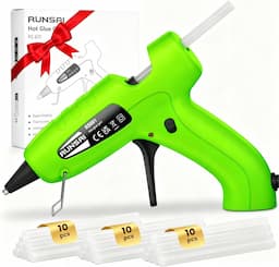 RUNSAI Mini pistolet à colle 30 W anti-goutte + 30 bâtons 7 mm