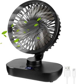 zerotop Ventilateur oscillant 5 pouces, batterie 4000 mAh, 5 vitesses