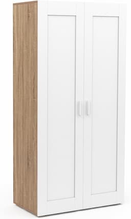 IDMarket VITO - armoire 2 portes blanc et bois, penderie 80 cm