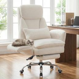 Ckaff fauteuil de bureau accoudoirs 180° grand gabarit repose-pieds