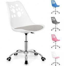 Springos – chaise de bureau enfant blanche rembourrée, 42-52 cm