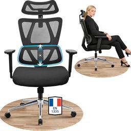 MELOKEA chaise de bureau ergonomique 150 kg, lombaire réglable
