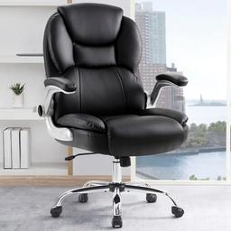 IWMH Fauteuil de Bureau Ergonomique 180 kg avec Bascule, Cuir PU