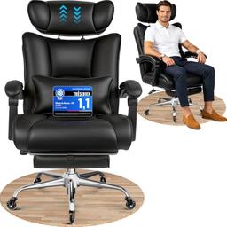 BASETBL Fauteuil de Bureau 200 kg, Assise XXL Extra-Large de 60 cm