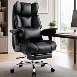 Efomao Fauteuil de Direction Grande Taille 200 kg avec Repose-Pieds