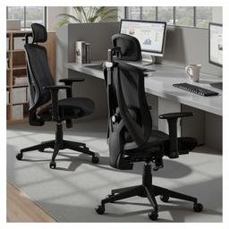 STOOLINK Chaise de bureau ergonomique à dossier haut en V, noir