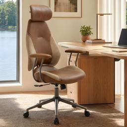 Fabuleux Fauteuil de bureau à dossier haut en tissu effet daim