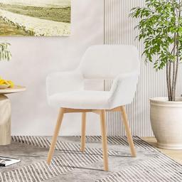 YEEFY chaise de bureau sans roulettes rembourrée, pieds en bois