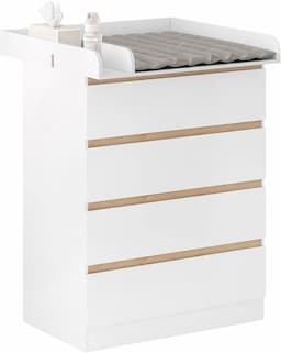 WOLTU Commode à langer 4 tiroirs (bois d'ingénierie, plan amovible)