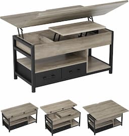 KIMENICH Relevable 3-en-1 (plateau pliant, 2 tiroirs, gris)