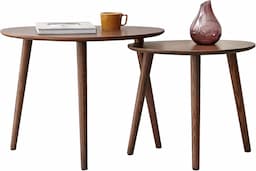YESWOOD Tables gigognes chêne massif (lot de 2, design galets)