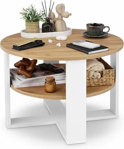 defiPad Ronde Ø70 cm (2 niveaux, blanc et chêne)