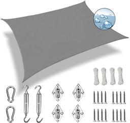 AMZERO Voile d'ombrage imperméable rectangulaire 2,5 x 5 m avec kit