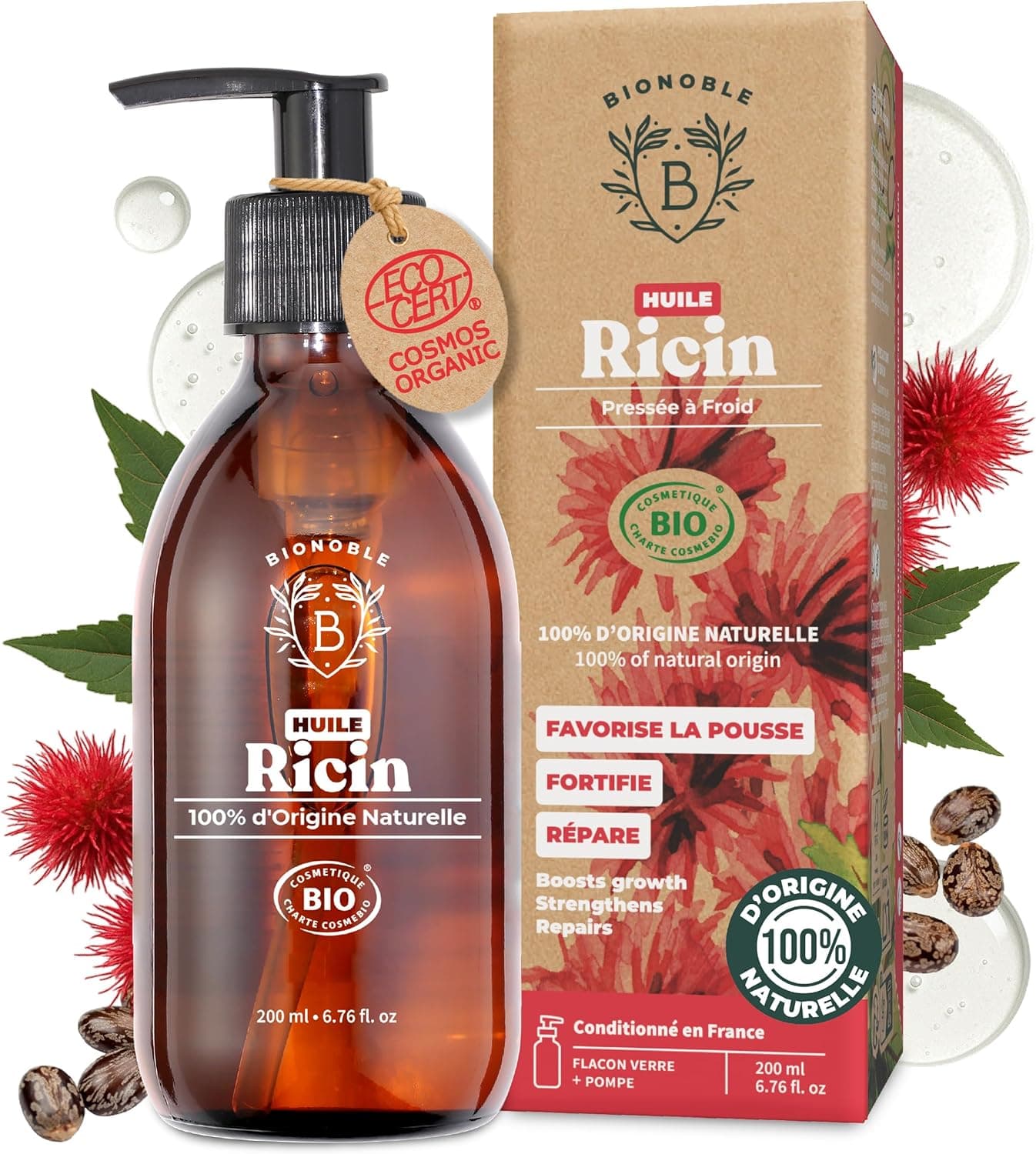 Huile de ricin pressée à froid bio 200ml