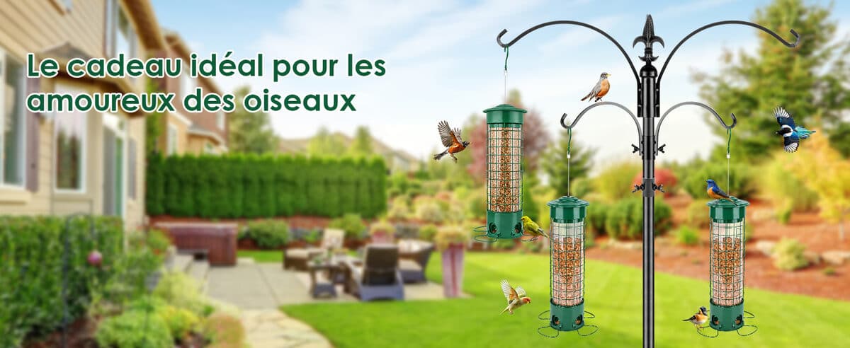 Mangeoire oiseaux sur pied anti-chat