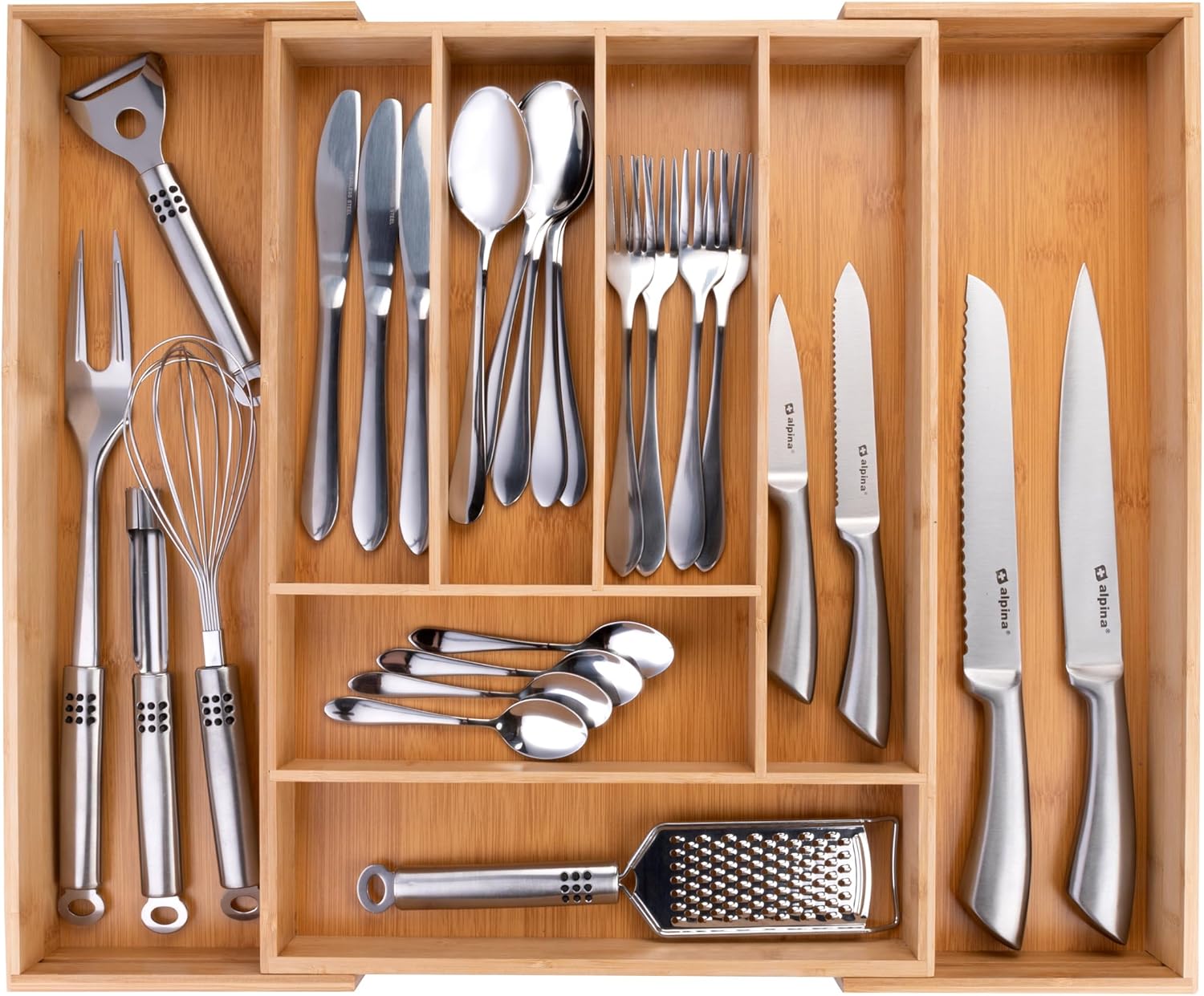 alpina Range Couverts pour Tiroir Extensible en Bambou