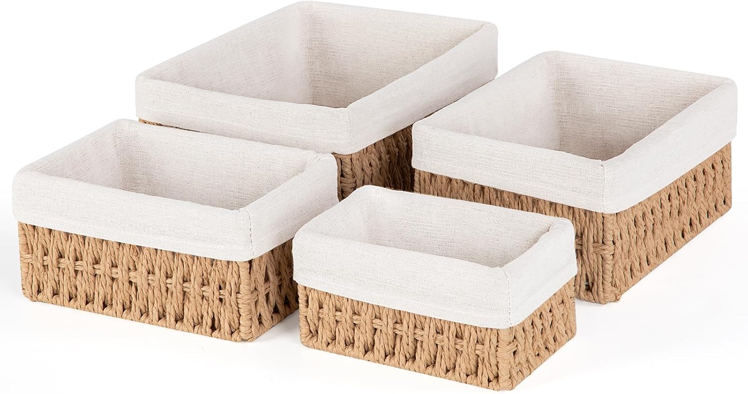 Otauoaea Lot 4 Paniers avec Doublure en Lin