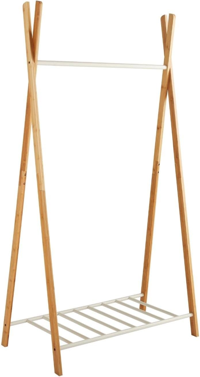 Box and Beyond Portant Tipi Bois Naturel Métal Blanc