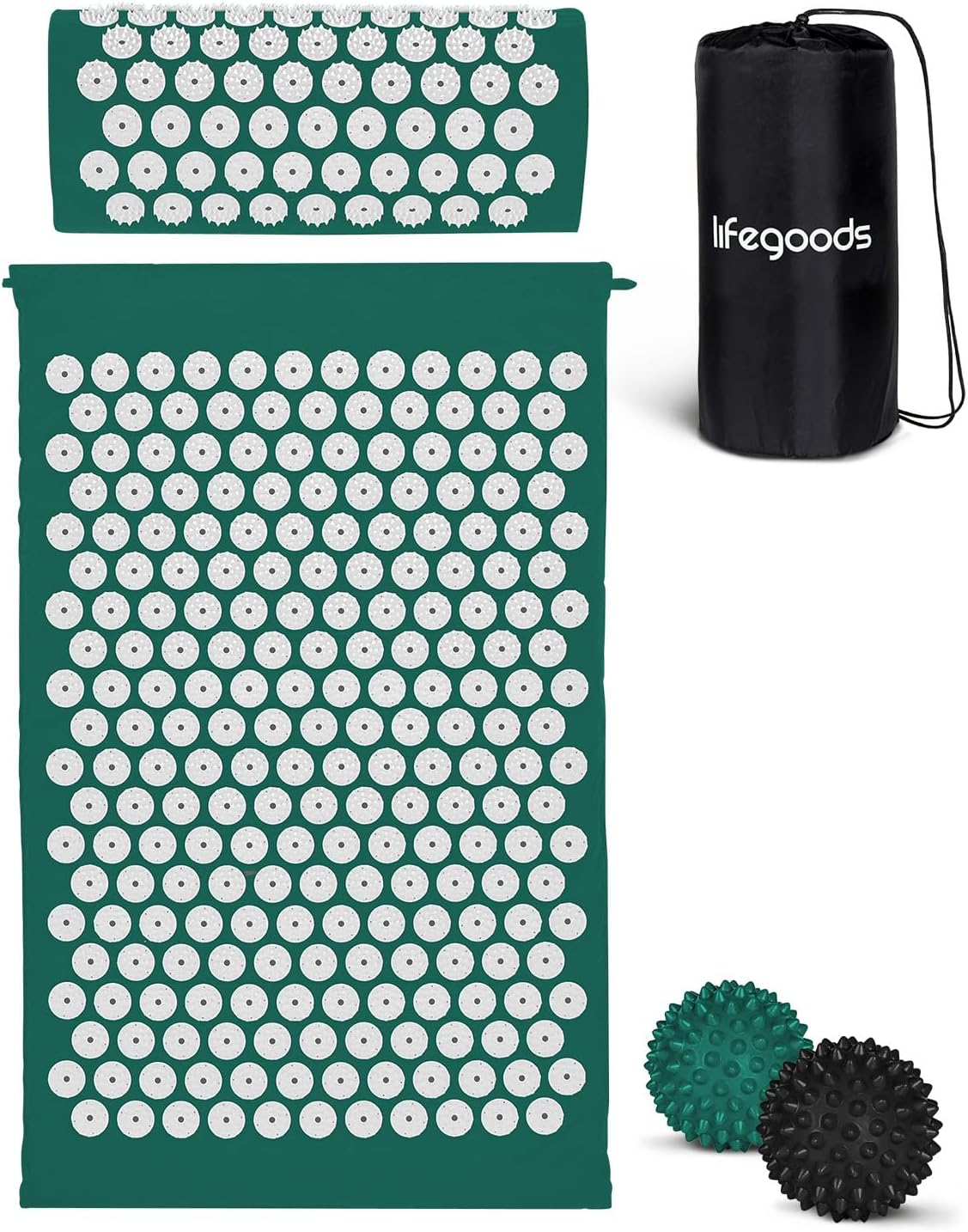 LifeGoods Tapis Acupression Vert et Blanc