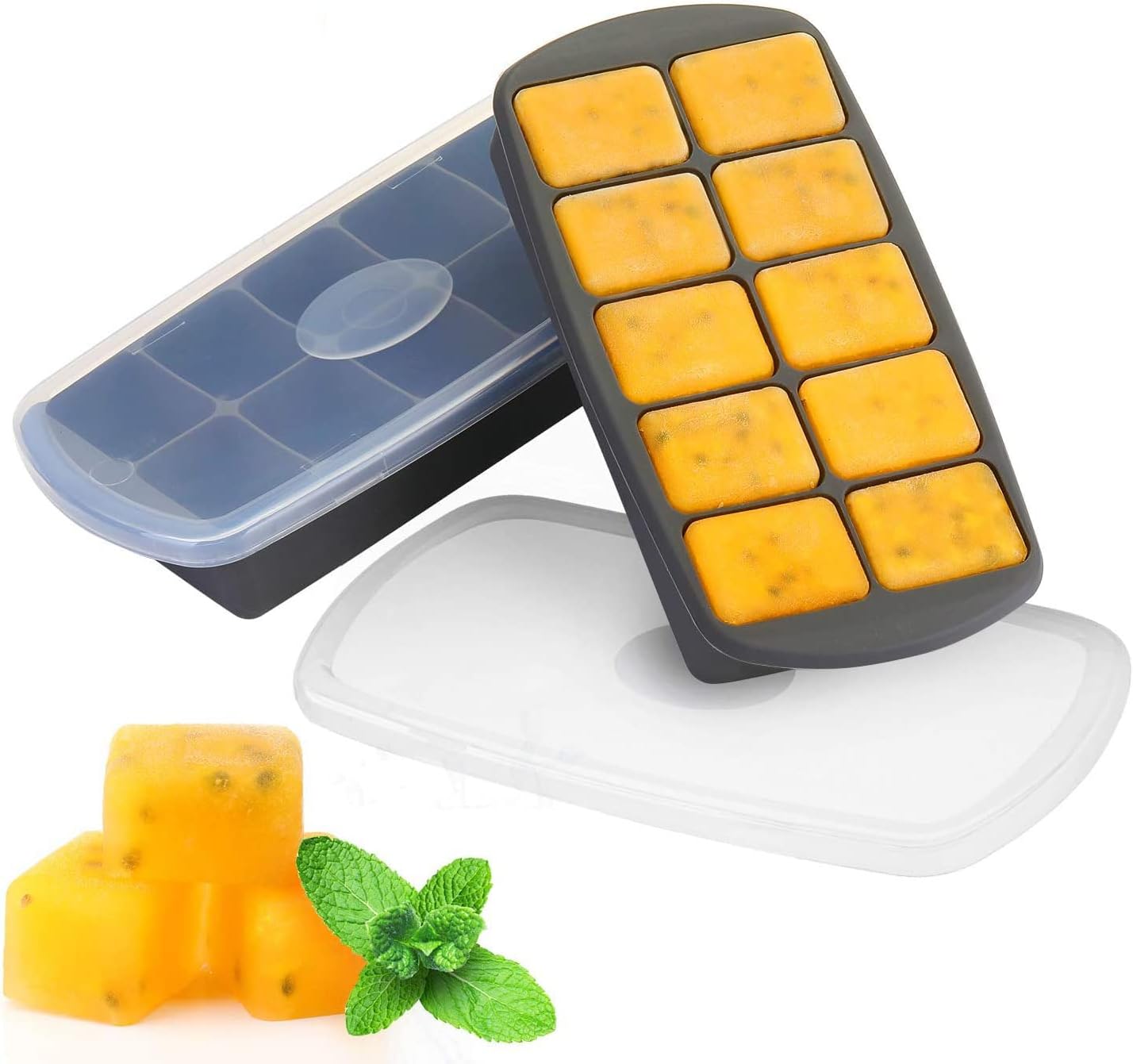 Bacs à glaçons en silicone avec couvercle