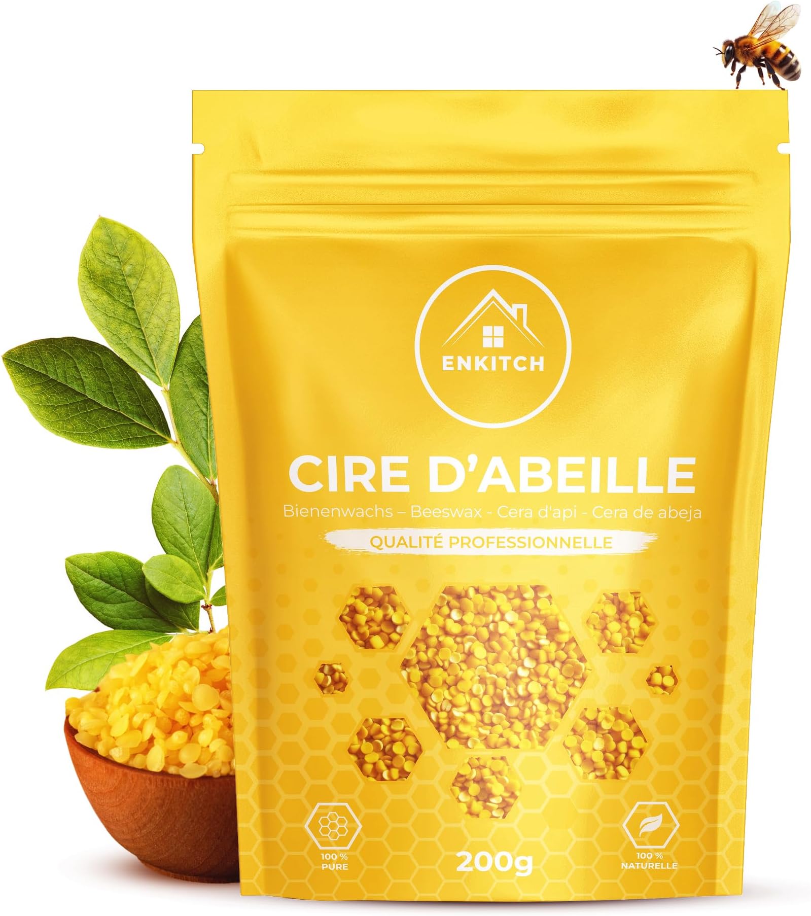Cire d'abeille en bloc 200g